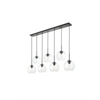 Baxter 7 Lights Black Pendant With Clear Glass