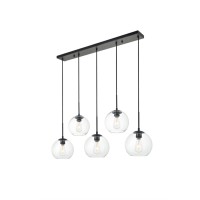 Baxter 5 Lights Black Pendant With Clear Glass