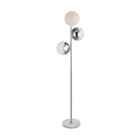 Eclipse 3 Lights Chrome Floor Lamp With Frosted White Glass