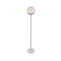 Eclipse 1 Light Chrome Floor Lamp With Frosted White Glass