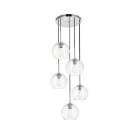 Baxter 5 Lights Chrome Pendant With Clear Glass