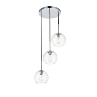 Baxter 3 Lights Chrome Pendant With Clear Glass