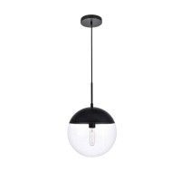 Eclipse 1 Light Black Pendant With Clear Glass