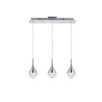 Amherst Collection Led 3-Light Chandelier 24In X 4In X 9In Chrome Finish