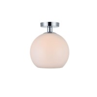 Living District Ld2211C Baxter 1 Light Flush Mount Ceiling Light With Frosted White Glass Chrome