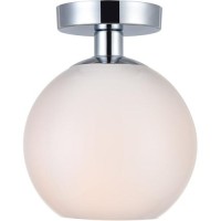 Living District Ld2205C Baxter 1 Light Flush Mount Ceiling Light With Frosted White Glass Chrome