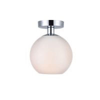 Living District Ld2205C Baxter 1 Light Flush Mount Ceiling Light With Frosted White Glass Chrome