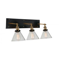 3 Light Wall Sconce With Black & Gold Brass Finish