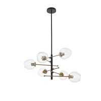 Paragon 6 Light Matte Black And Brass Pendant