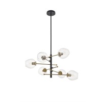 Paragon 6 Light Matte Black And Brass Pendant