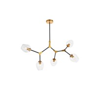 Cavoli 5 Light In Light Antique Brass And Flat Black Pendant