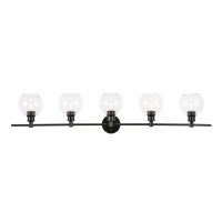 Collier 5 Light Black And Clear Glass Wall Sconce