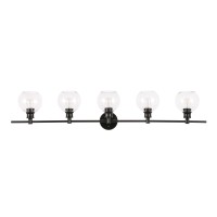 Collier 5 Light Black And Clear Glass Wall Sconce