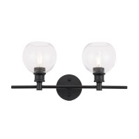 Collier 2 Light Black And Clear Glass Wall Sconce