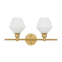 Gene 2 Light Brass And Frosted White Glass Wall Sconce