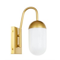 Kace 1 Light Brass And Frosted White Glass Wall Sconce