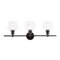 Gene 3 Light Black And Clear Glass Wall Sconce