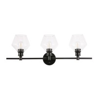 Gene 3 Light Black And Clear Glass Wall Sconce