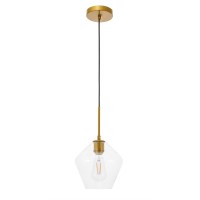 Gene 1 Light Brass And Clear Glass Pendant