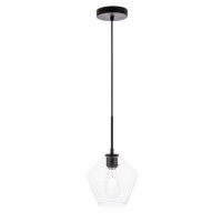 Gene 1 Light Black And Clear Glass Pendant