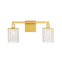 Phineas 2 Light Brass And Clear Crystals Wall Sconce