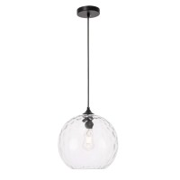 Gibson 1 Light Black And Clear Glass Pendant