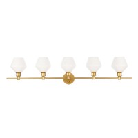 Gene 5 Light Brass And Frosted White Glass Wall Sconce