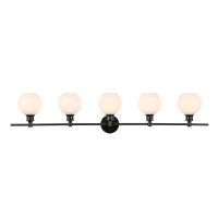 Collier 5 Light Black And Frosted White Glass Wall Sconce