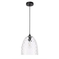 Gibson 1 Light Black And Clear Glass Pendant