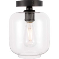 Living District Ld2270Bk Collier 1 Light Black & Clear Glass Flush Mount