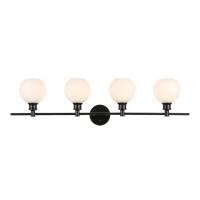 Collier 4 Light Black And Frosted White Glass Wall Sconce