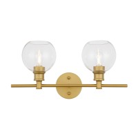 Collier 2 Light Brass And Clear Glass Wall Sconce