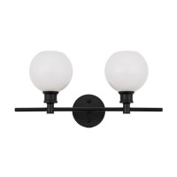 Collier 2 Light Black And Frosted White Glass Wall Sconce