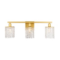 Phineas 3 Light Brass And Clear Crystals Wall Sconce