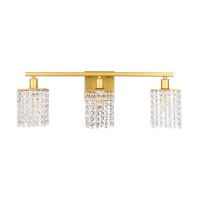 Phineas 3 Light Brass And Clear Crystals Wall Sconce