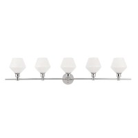 Gene 5 Light Chrome And Frosted White Glass Wall Sconce