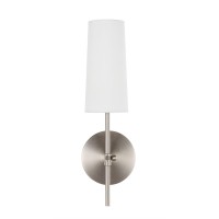 Mel 1 Light Burnished Nickel And White Shade Wall Sconce