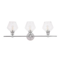 Gene 3 Light Chrome And Clear Glass Wall Sconce