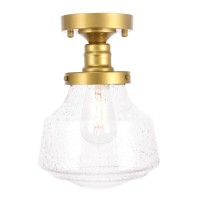 Living District Ld6248Br Lyle 1 Light Brass & Clear Seeded Glass Flush Mount