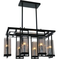 6 Light Up Chandelier With Black Finish