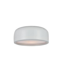 2 Light Drum Shade Flush Mount With White Finish