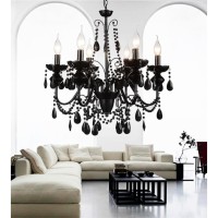 6 Light Up Chandelier With Black Finish