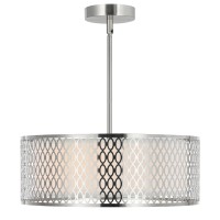 3 Light Drum Shade Chandelier With Satin Nickel Finish