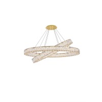 Monroe Integrated Led Light Gold Chandelier Clear Royal Cut Crystal