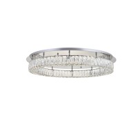 Monroe Led Light Chrome Flush Mount Clear Royal Cut Crystal