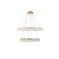 Monroe Integrated Led Light Gold Chandelier Clear Royal Cut Crystal