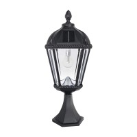 Gama Sonic Outdoor Solar Post Light With Pier Base, Black Aluminum And Beveled Glass, Royal Bulb 120 Lumens Warm White Led, Mount On Column, Pillar, Or Flat Exterior Surface (98B011) (Upgraded)