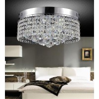 6 Light Drum Shade Flush Mount With Chrome Finish