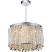 10 Light Drum Shade Chandelier With Chrome Finish