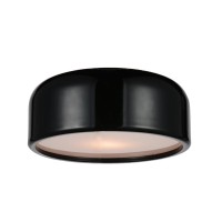 2 Light Drum Shade Flush Mount With Black Finish